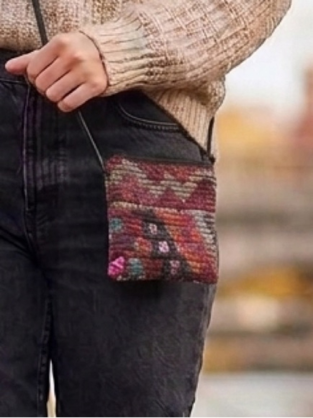 Vintage Killam Crossbody Woven Carpet Purse – Deep Natural Wool